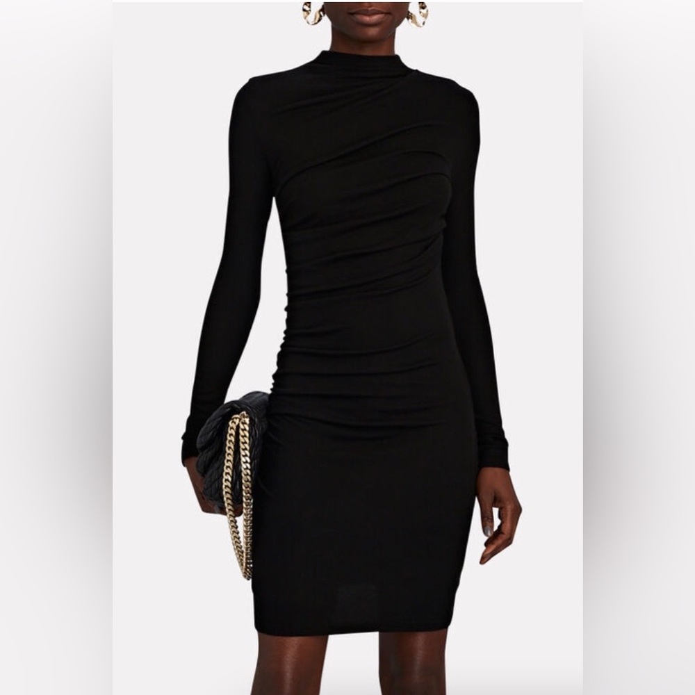Enza Costa black mock neck ribbed knit twist dress size XS NWOT